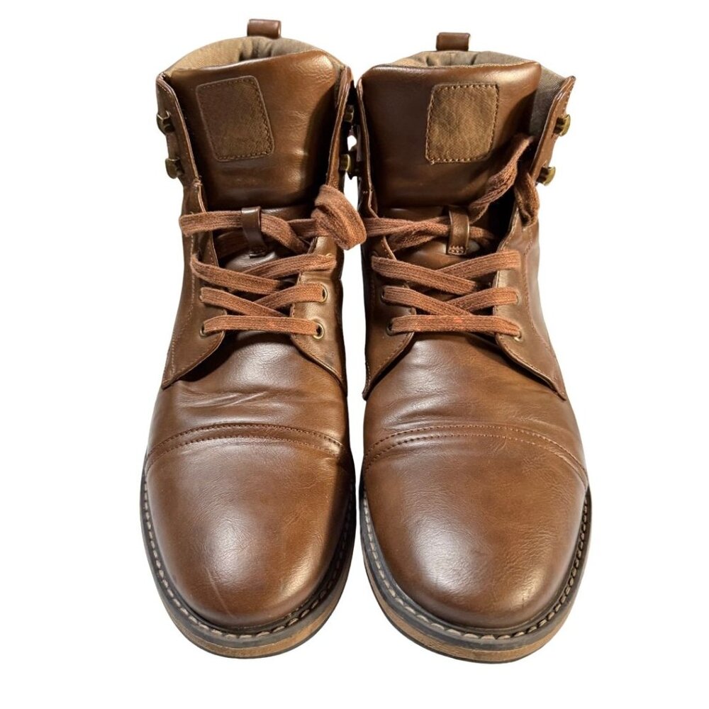 Men’s Brown Lace Up Combat Boots Size 13 Cap Toe Ankle Boots